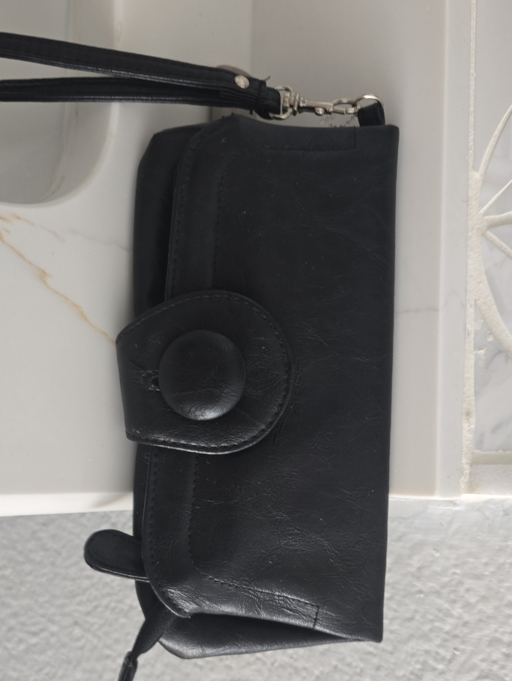 Classic Black Leather Wristlet Wallet - Women Bags